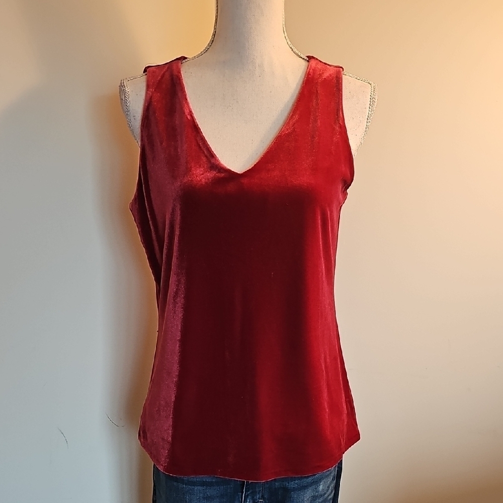 White House Black Market Red Velvet Tank Top